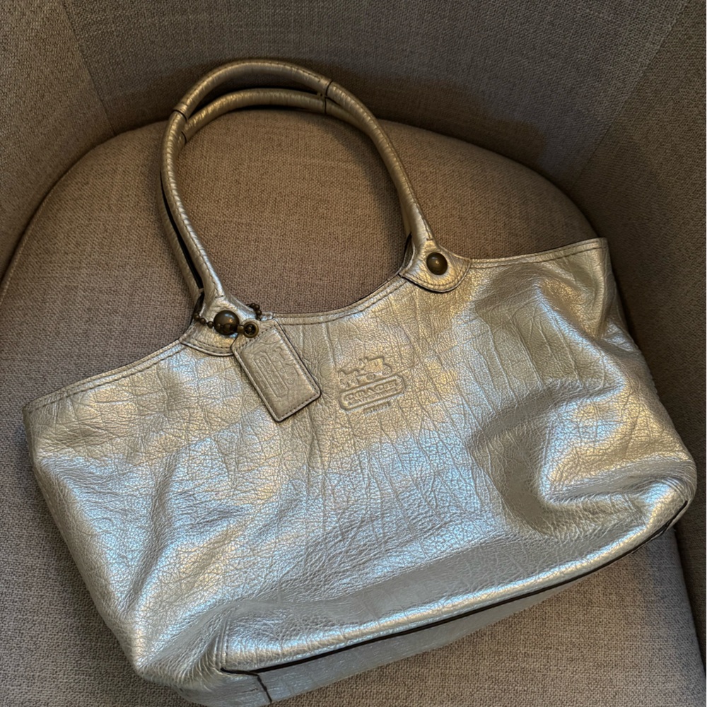 Coach Bleeker Metallic Leather Tote Bag